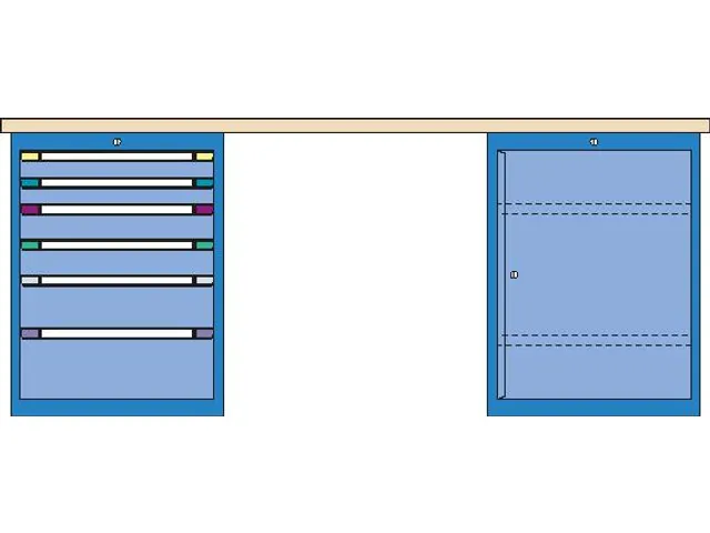 werkbank,HxBxD 840x2000x700mm,multiplexblad,RAL7035,front RAL7035