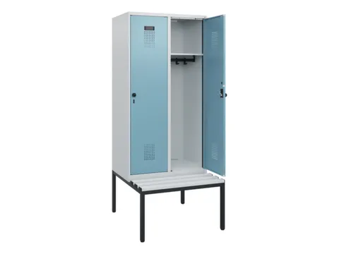 locker met bank,HxBxD 1950x800x815mm,2vak,vak B 400mm,draaigrendel