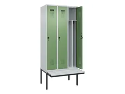 locker met bank,voor scheiding van kleding,HxBxD 2120x900x815mm,3vak