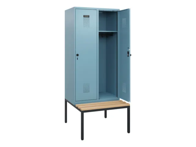 locker met bank,HxBxD 1950x800x815mm,2vak,vak B 400mm,draaigrendel