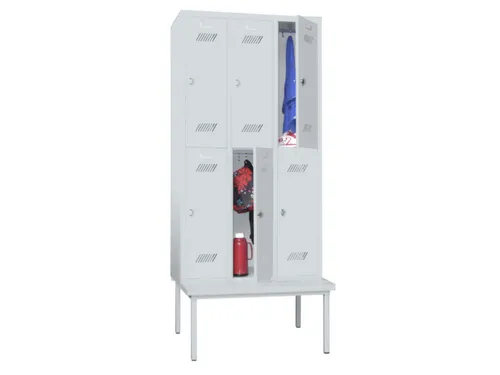 Garderobekast 2150x930x800mm 3x2 Vakken Zitbank Klinksluiting