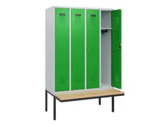 locker met bank,HxBxD 1950x1200x815mm,4vak,vak B 300mm,cilinderslot