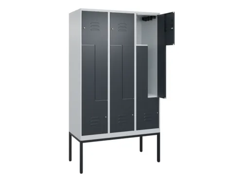 Z-garderobekast,HxBxD 2120x1200x500mm,vak B 200/400mm,cil.-slot