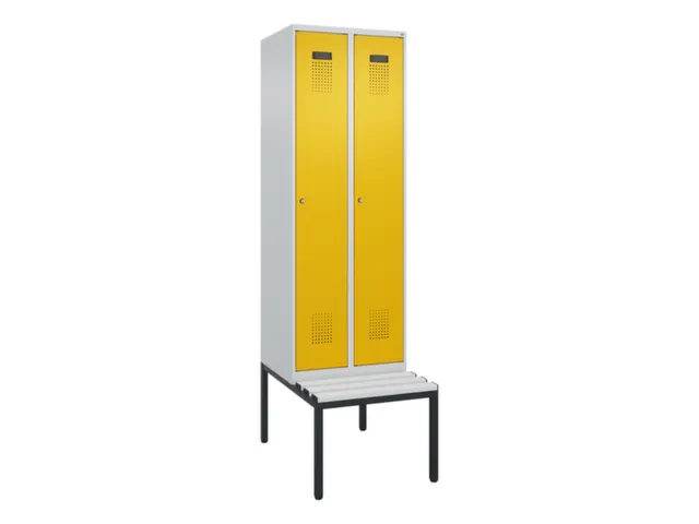 locker met bank,voor scheiding van kleding,HxBxD 2120x600x815mm,2vak