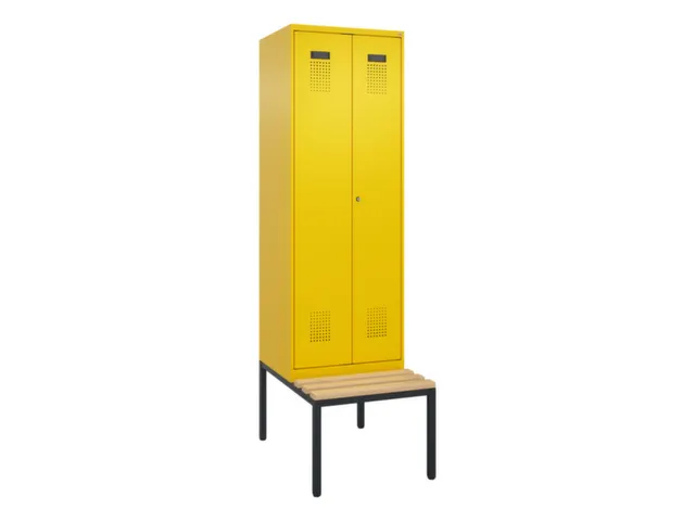 locker met bank,voor scheiding van kleding,HxBxD 2120x600x815mm,2vak