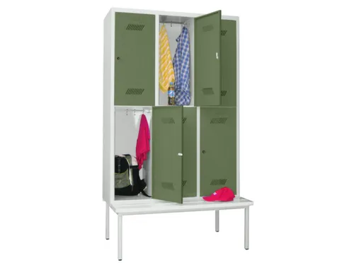 banklocker,dubbeldeks,HxBxD 2150x1200x800mm,RAL7035,front RAL6011