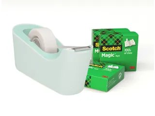 Plakbandhouder Scotch C18 mint + 4 rollen magic tape 19mmx33m - 1
