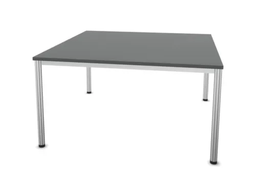 Vergadertafel 74x140x140cm 4voeten Buis Aluzilver Ms-donkergrijs