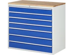 ladekast 1035x1145x650mm 7laden cilinderslot RAL7035 RAL5010 beuken