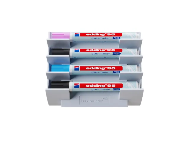 MATTE Glasbord markerhouder magnetisch voor 4 markers Chilly Lake lich