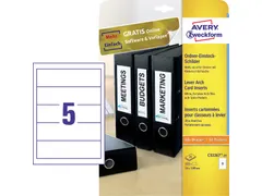 Rug-insteekkaart Avery Zweckform breed 54x190mm wit 125 stuks