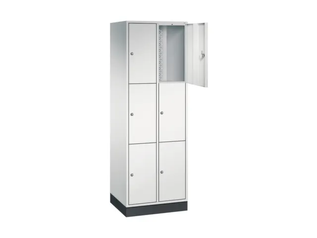 lockerkast,RAL 7035,HxBxD 1950x620x500mm,2x3vakken,cil.-slot,sokkel