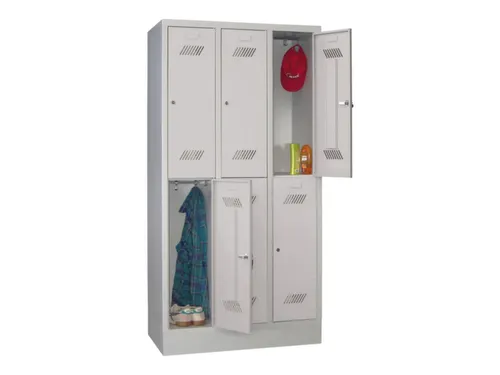 dubbeldekse locker,HxBxD 1850x900x500mm,3x2vak.,RAL7035,front RAL7035
