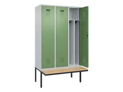 locker met bank,voor scheiding van kleding,HxBxD 2120x1200x815mm,3vak