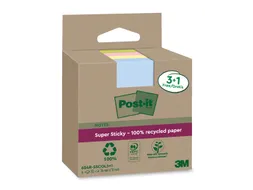 Memoblok 3M Post-it 654 RSSCOL 76x76mm assorti kleur 3+1 gratis