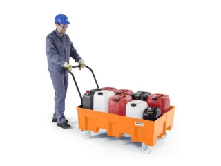verrijdbare PE-opvangbak,v. 2x200l vat,opvangvol. 220l - 2