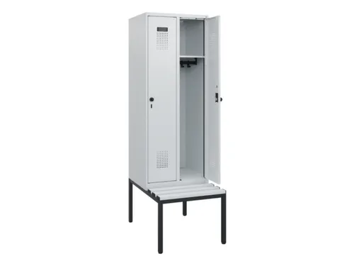 locker met bank,HxBxD 1950x600x815mm,2vak,vak B 300mm,draaigrendel