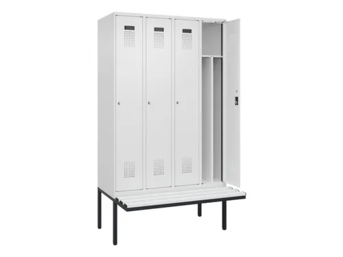 locker met bank,voor scheiding van kleding,HxBxD 2120x1200x815mm,4vak