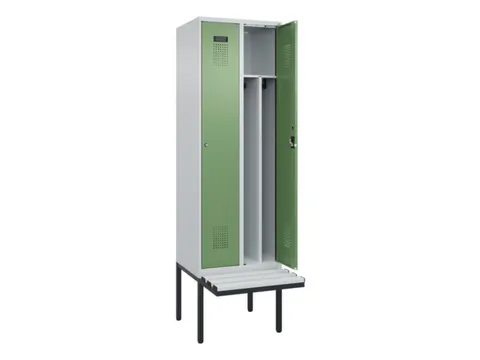 locker met bank,voor scheiding van kleding,HxBxD 2120x600x815mm,2vak