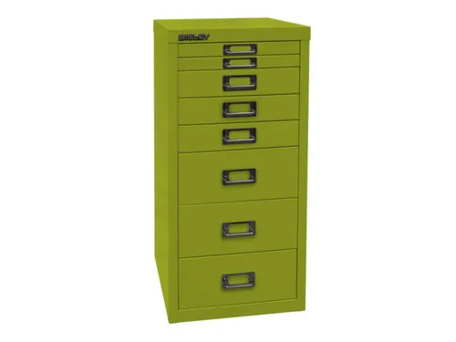 kantoor-ladekast HxBxD 590x279x380mm 8 laden romp + front groen staal