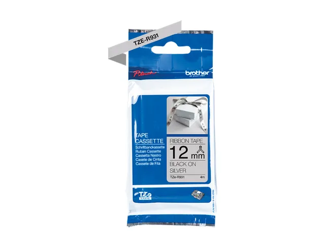 Brother TZe-R931 stoflint zwart op zilver - breedte 12 mm, lengte 4 me