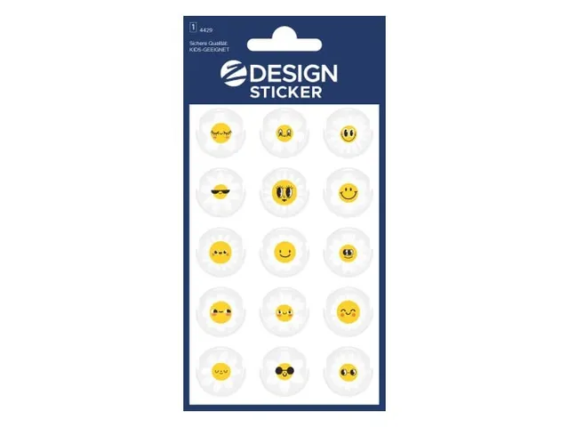 Étiquette brillante Z-design Smiley fleurs, paquet de 1 feuille