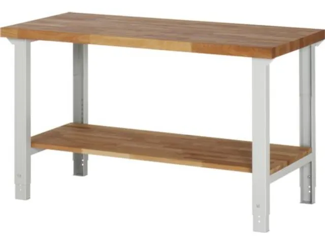 établi RAL7035/RAL5010 HxlxP 790-1140x1500x700mm plateau hêtre