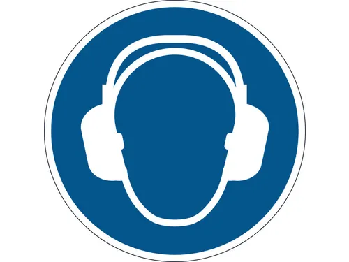 Vloermarkeringssticker Blauw Gebruik Gehoorbescherming 430mm
