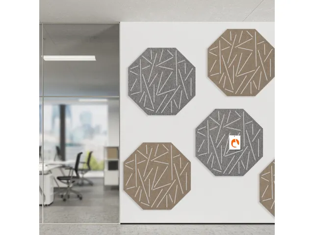 Akoestisch wandpaneel 8-hoek met patroon uitsnede 100x100cm Lichtgrijs