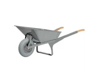 kruiwagen met hoekijzer,90l,HxBxD 810x710x1530mm,staal-bak,grijs,staal - 1