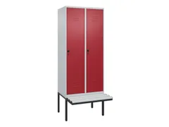 locker met bank,HxBxD 2120x800x815mm,2vak,vak B 400mm,draaigrendel
