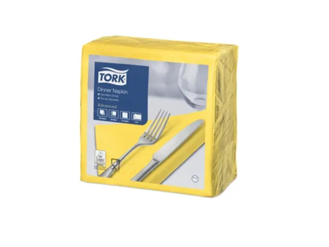 Tork 477901 Dinnerservet 39x39cm 2-laags 1/4 vouw 12x150st Geel