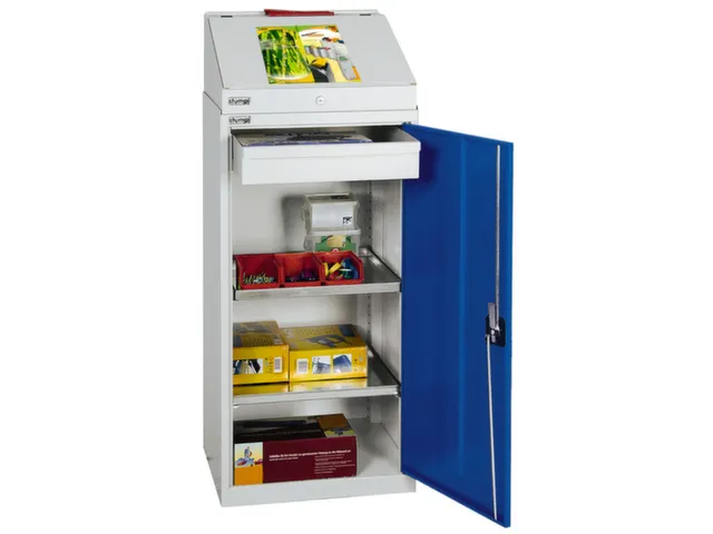 Draaideurkast 1310x500x500mm 1lade 2legborden 1opzetkatheder Ral5010