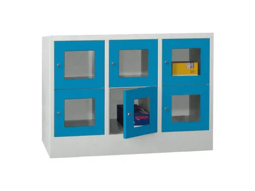 lockerkast,HxBxD 855x1200x500mm,3x2vakken,RAL7035,front RAL5012