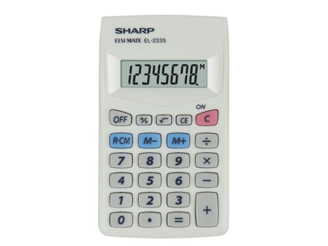 Calculator Sharp-EL233SB grijs pocket | RekenmachinesWinkel.nl