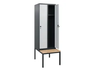 locker met bank,HxBxD 1950x600x815mm,2vak,vak B 300mm,draaigrendel - 2