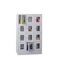 lockerkast,HxBxD 1518x900x500mm,3x4vakken,RAL7035,front RAL5010
