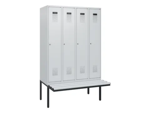 locker met bank,HxBxD 1950x1200x815mm,4vak,vak B 300mm,cilinderslot