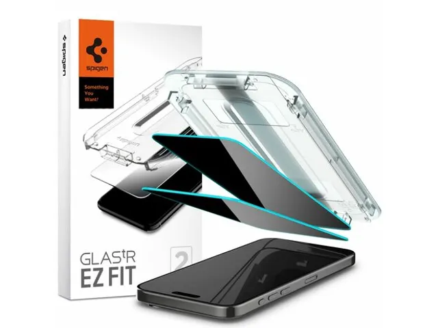 Spigen GlastR EZ Fit Privacy iPhone 15 Pro Max glazen screenprotector