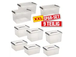 Set stapelbakken,9-dlg.,PP,transparant,Wanden gesloten,bodem gesloten