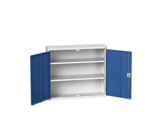 wandkast 900x1050x350mm 2xStalen bodem sokkel Ral 7035 front Ral 5010 - 1