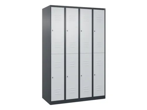 dubbeldekse locker,HxBxD 1850x1200x500mm,4x2vak.,vak B 300mm,cil.-slot