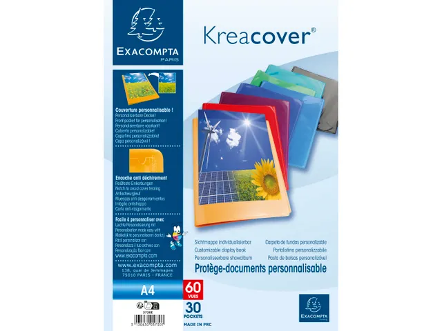 Protège-documents en polypropylène semi rigide Kreacover Opaque 60 v