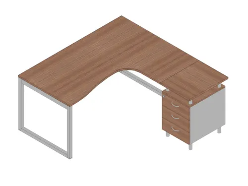Bureauset Bureau Staand Ladeblok Rechts 730x1600x1650mm Canaletto Zilv