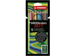 Kleurpotloden STABILO 6019 GREENcolors Arty assorti etui à 12 stuks
