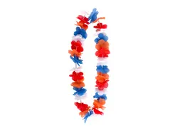 Hawaïkrans rood wit blauw en oranje 100cm