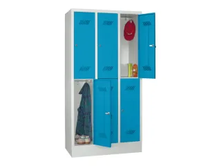 dubbeldekse locker,HxBxD 1850x900x500mm,3x2vak.,RAL7035,front RAL5012 - 2