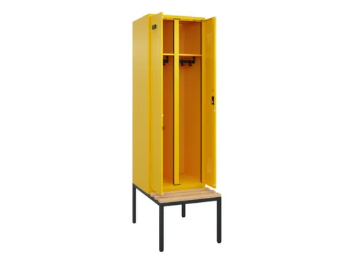 locker met bank,voor scheiding van kleding,HxBxD 2120x600x815mm,2vak