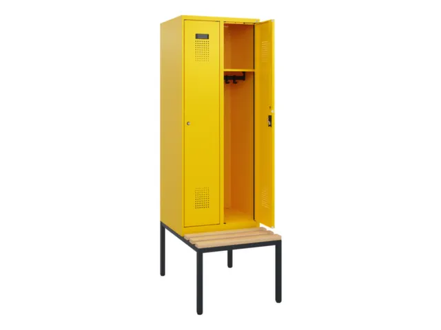 locker met bank,HxBxD 1950x600x815mm,2vak,vak B 300mm,cilinderslot