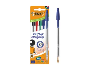 Balpen Bic Cristal medium assorti blister à 5 stuks - 3